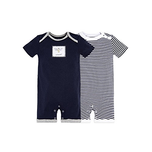 Burt’s Bees Baby Baby Boys Short Sleeve Rompers, 100% Organic Cotton One-piece Coverall and Layette Set