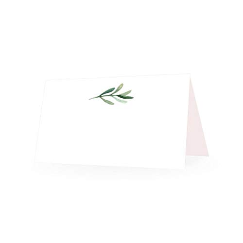 25 Elegant Greenery Tent Table Place Cards for Wedding Thanksgiving Christmas Holiday Easter Catering Buffet Food Sign Paper Name Escort Card Folded Seat Assignment Setting Label Banquet Party Event
