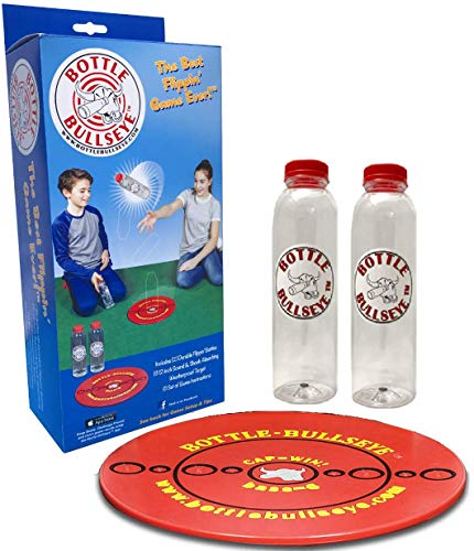 BOTTLE-BULLSEYE™ Game. Official Game Kit. Fun Family Game. Play Indoors or Outdoors. Made in The USA. Great for Family Game Night, Parties, picnics, Camping, Tailgating. Durable Target & Bottles!