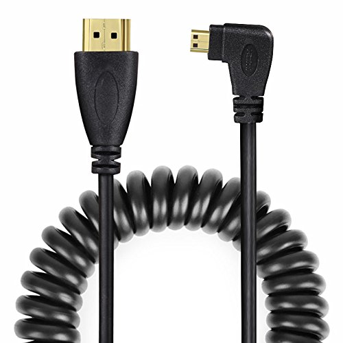 UCEC Micro HDMI to HDMI Cable Left-Angled Micro HDMI to HDMI Adapter Male 4K HDMI Cable Stretched Length for Cameras
