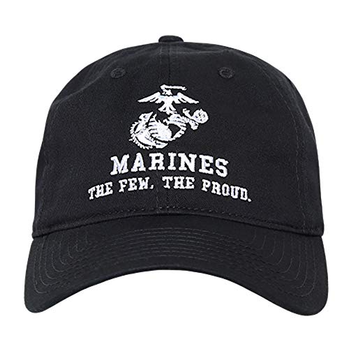 United States US Marine Corp USMC Marines Polo Relaxed Cotton Low Crown Baseball Cap Hat (Black)