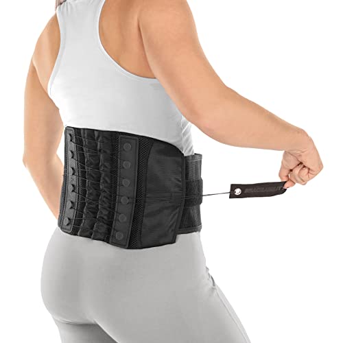 BraceAbility Lower Back & Spine Pain Brace | Adjustable Corset Support for Lumbar Strain, Arthritis, Spinal Stenosis and Herniated Discs (One Size – Fits Men & Women with 28″ – 60″ Waist)