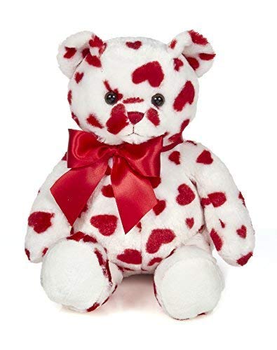 Bearington Lil’ Cutie White Stuffed Animal Teddy Bear with Hearts and a Red Bow, Adorable, Soft and Cuddly Plush, Great Gift for Birthdays, Holidays & Special Occasions Like Valentines Day, 14 inches