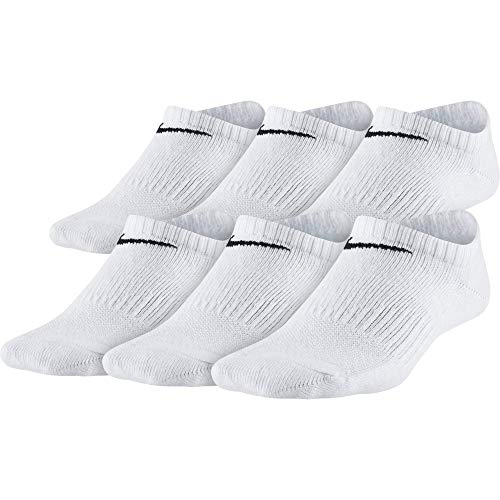 Nike Kids’ Everyday Lightweight No-Show Socks (6 Pairs), White/Black, Medium