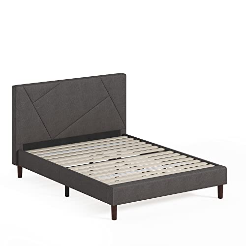 ZINUS Judy Upholstered Platform Bed Frame / Mattress Foundation / Wood Slat Support / No Box Spring Needed / Easy Assembly, Full Grey