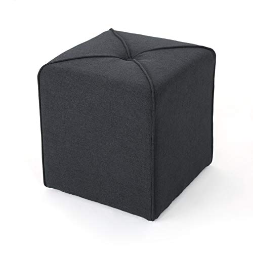 Christopher Knight Home Kenyon Fabric Square Ottoman, Dark Charcoal
