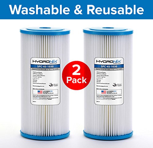 Hydronix SPC-45-1030 FXHSC R30-BB & RS6 Compatible Sediment Pleated Water Filter, Reusable 4.5 x 10 – 30 micron (2 Pack)