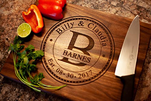 Personalized Cutting Boards – Laser Engraved Charcuterie Boards – Maple or Walnut Wood Cutting Boards for Kitchen – 2 Way Display or Chopping Handmade Cutting Boards – Personalized Gifts for Couples