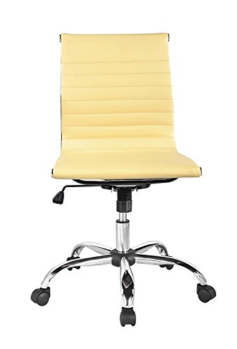 Winport Furniture Mid-Back Leather Armless Office/Home Desk Chair, Camel