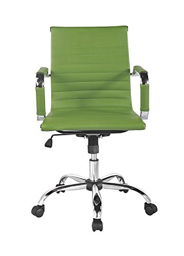 Winport Furniture Mid-Back Leather Office/Home Desk Chair, Green