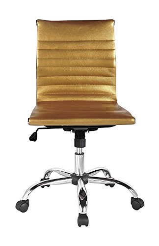 Winport Furniture Mid-Back Leather Armless Office/Home Desk Chair, Gold