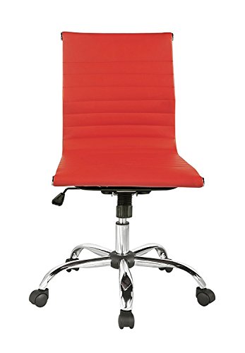 Winport Furniture Mid-Back Leather Armless Office/Home Desk Chair, Red