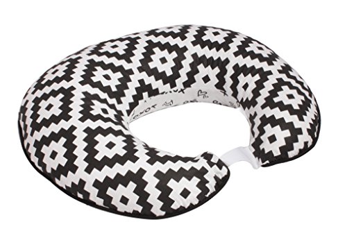 Bacati Love Nursing Pillow Cover, Black/White