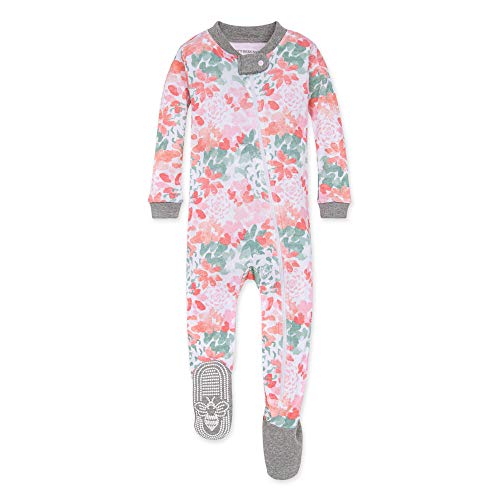 Burt’s Bees Baby baby girls Pajamas, Zip Front Non-slip Footed Pjs, 100% Organic Cotton and Toddler Sleepers, Tossed Succulent, 12 Months US
