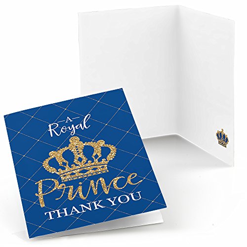 Big Dot of Happiness Royal Prince Charming – Baby Shower or Birthday Party Thank You Cards (8 count)