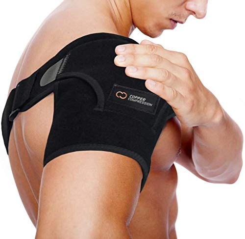 Copper Compression Shoulder Brace – Copper Infused Immobilizer for Torn Rotator Cuff, AC Joint Pain Relief, Dislocation, Arm Stability, Injuries, & Tears – Adjustable Fit for Men & Women