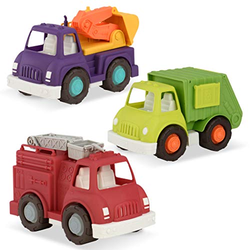 Wonder Wheels by Battat – Fire Truck, Recycling Truck, Excavator Truck – Combo of Recycling, Excavator, & Fire Truck Toys for Toddlers Age 1 & Up (3 Pc) – 100% Recyclable