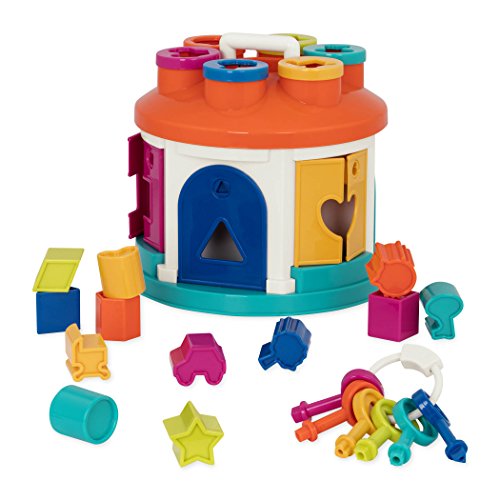 Battat – Shape Sorter House – Color and Shape Sorting Toy with 6 Keys and 12 Shapes for Toddlers 2 years + (14-Pcs)