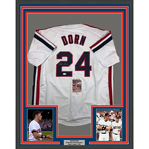 Framed Autographed/Signed Corbin Bernsen Roger Dorn 33×42 Major League Cleveland Baseball Jersey JSA COA