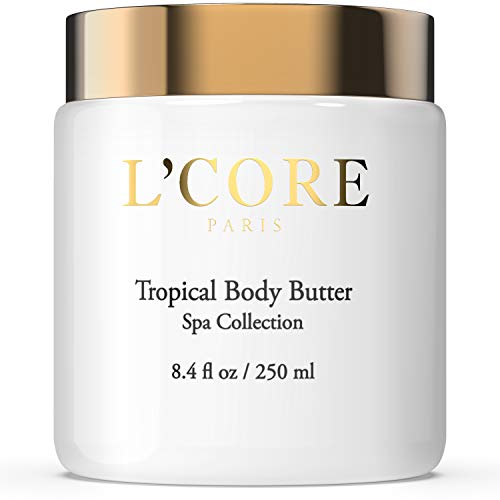 L’core paris Tropical Body Butter with Rich Cocoa Seed Extract – Moisturizing & Hydrating Body Cream – Anti-Aging Antioxidants Natural Cellulite & Stretch Mark Control – 8.4 fl oz/250ml