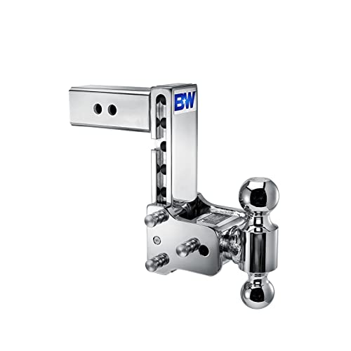 B&W Trailer Hitches Chrome Tow & Stow Adjustable Trailer Hitch Ball Mount – Fits 2.5″ Receiver, Dual Ball (2″ x 2-5/16″), 7″ Drop, 14,500 GTW – TS20040C