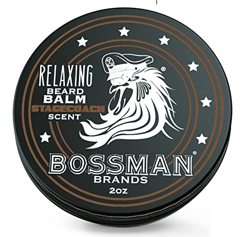 Bossman Relaxing Beard Balm – Beard Tamer, Relaxer, Thickener and Softener Cream – Beard Care Product – Made in USA (Stagecoach Scent)