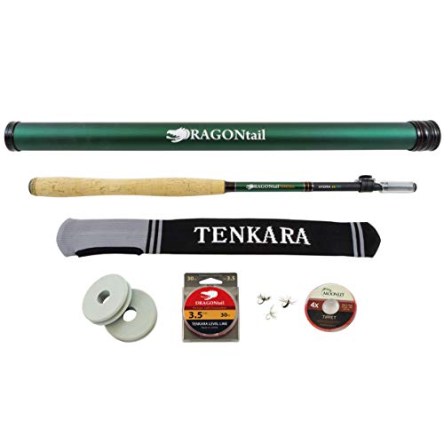 DRAGONtail Hydra zx390 Tenkara Fly Fishing Rod with Level Line Kit, 13′