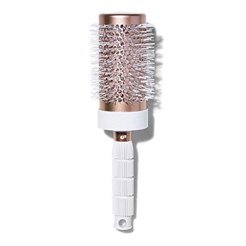 T3 Volume Round Hair Brush CeramicCoated Barrel Vented Round Brush for Blow Drying Heat Resistant Bristles, White/Rose Gold