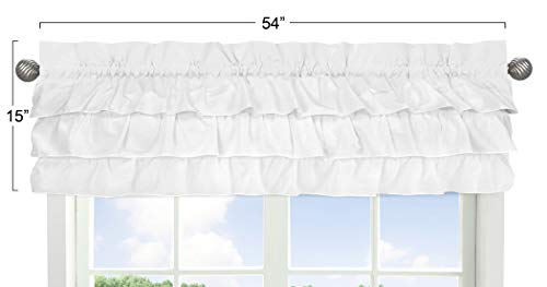 Sweet Jojo Designs Solid Color White Shabby Chic Ruffle Window Treatment Valance for Harper Collection | The Storepaperoomates Retail Market - Fast Affordable Shopping