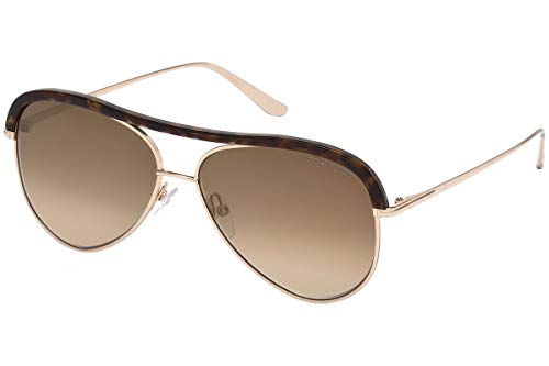Tom Ford Womens Sabine Non-Polarized Signature Aviator Sunglasses Gold O/S