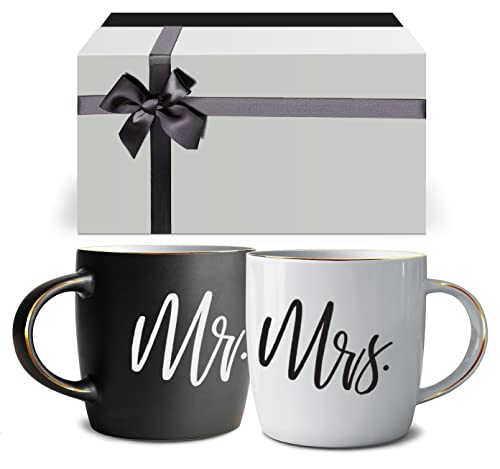 Triple Gifffted Couples Gifts For Christmas, Wedding Anniversary, Engagement – Valentines Day Mr and Mrs Mugs Couple Gift For Husband and Wife, His/Hers Men/Women Him/Her, Bride & Groom, Newlywed