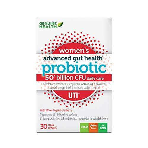 Genuine Health Probiotics for Women UTI Support 50 Billion CFU, 15 Diverse Strains, Non GMO, Dairy Free, Gluten Free, Soy Free, Vegan Delayed-Release Capsules, for Advanced Gut Health, 30 Count