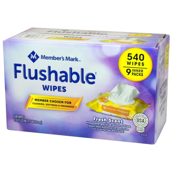 Member’s Mark Flushable Wipes, 540 Count (Pack of 9)