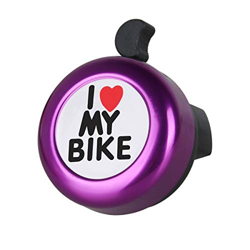 7-Almond Bicycle Bell -I Love My Bike I Like My Bike Bike Horn – Loud Aluminum Bike Ring Mini Bike Accessories for Adults Men Women Kids Girls Boys Bikes (Purple)