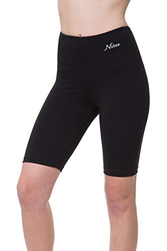 Nirlon Women’s Biker High Waist Workout Yoga Shorts 9″ Inseam (XL, Black)