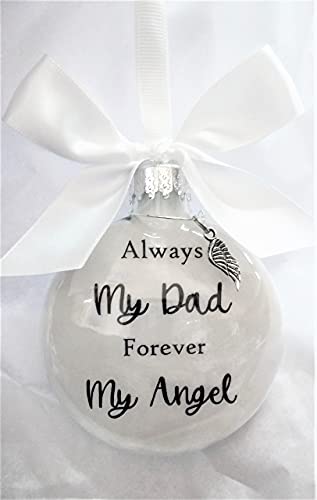 Dad Memorial Christmas Ornament with Angel Wing Charm Sympathy Gift