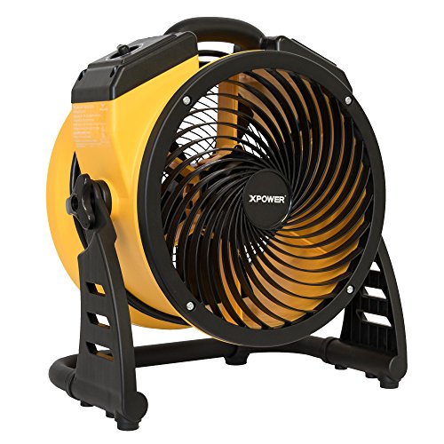 XPOWER FC-100 Heavy Duty Industrial High Velocity Whole Room Air Mover Air Circulator Utility Floor Fan, Variable Speed, Timer, 11 inch, 1100CFM