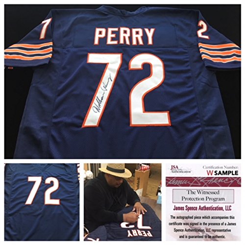 William Perry Signed Autographed Blue Football Jersey JSA COA – Chicago Great – Size XL