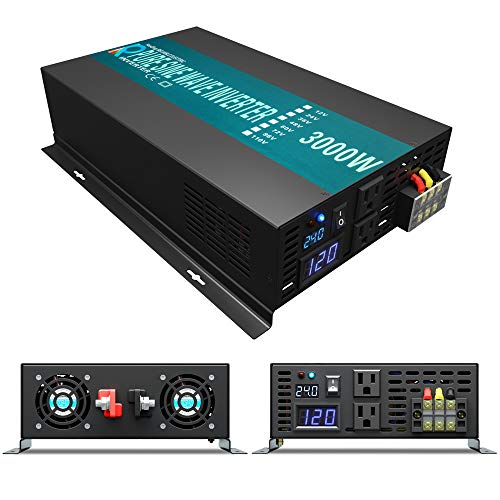 WZRELB 3000watt Pure Sine Wave Inverter 24V DC to 120V AC 60HZ with LED Display Car Inverter Generator (RBP300024B1)