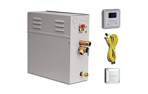 EliteSteam 10kW Steam Shower Generator Kit (includes Steam Generator, Control, Steam Head, Cable) (Polished Chrome Inside Control)