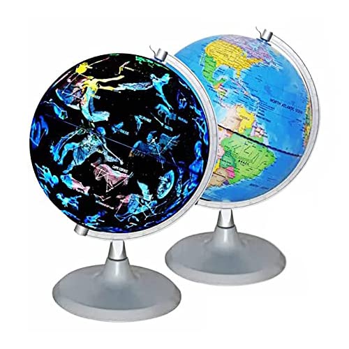CYHO Illuminated World Globe – USB 2 in 1 LED Desktop World Globe, Interactive Earth Globe with World Map and Constellation View Fit for Kids Adults, Ideal Educational Geographic Learning Toy (G-1)