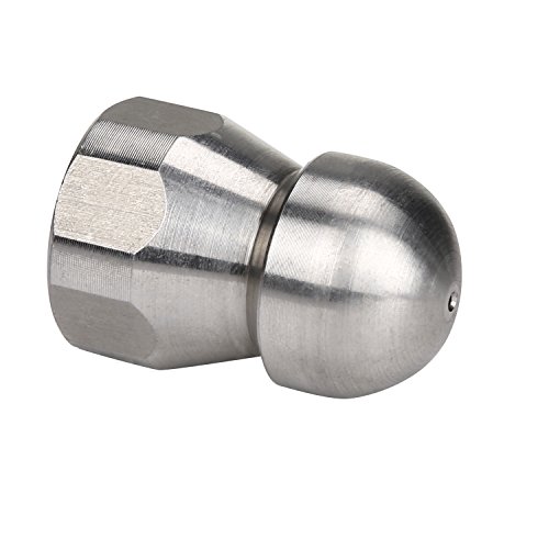 Tool Daily Stainless Steel Fixed Sewer Jet Nozzle, Button Nose 3/8” NPT Female 4.0 Orifice, 4000 PSI (3/8 Inch)