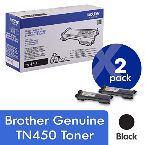 Brother Genuine TN450 2-Pack High Yield Black Toner Cartridge with Approximately 2,600 Page Yield/Cartridge (BND00076)