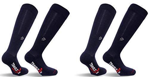 Travelsox Standard Compression Socks, Navy 2-Pairs, Large