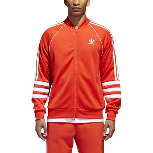 adidas Originals Men’s Striped Sleeve Track Jacket, hi/res red/white, XS