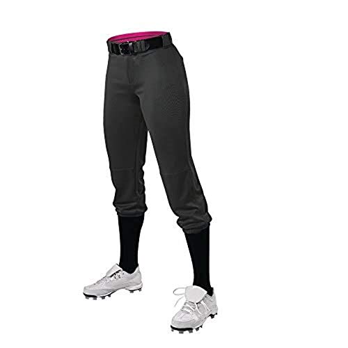 Alleson ATHLETIC Girls Belted Speed Premium Fastpitch Pant, Black, Large