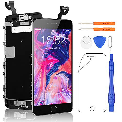 Yodoit for iPhone 6s Plus Screen Replacement Touch LCD Display Digitizer Glass Full Assembly Camera Home Button Proximity Sensor Earpiece Speaker + Tool 5.5 inches (Black)