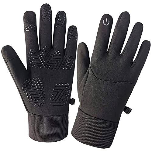 SUOYANA Winter Gloves for Men and Women,Touch Screen Gloves Warm Waterproof Windproof Full Palm Non-Slip Lightweight for Running,Walking,Cycling,Driving in Cold Weather (Black,Large)