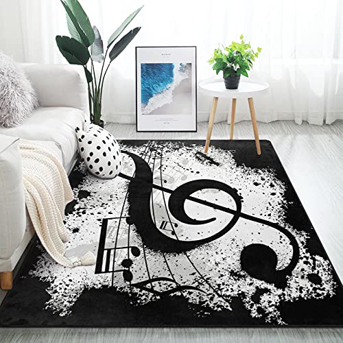 ALAZA Black Music Note Abstract Area Rug Rugs for Living Room Bedroom 7′ x 5′