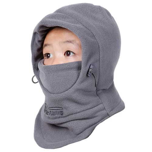 Azarxis Kids Children’s Fleece Balaclava Face Mask Windproof Thicken Winter Hat Neck Warmer Ski Mask (Dark Grey)